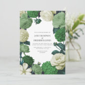 Botanical Green, Fern Shadow & Ivory Bud Wedding 招待状 (スタンド正面)
