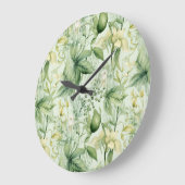 Botanical Green Foliage - New Home Gif ラージ壁時計 (傾斜)