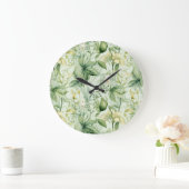 Botanical Green Foliage - New Home Gif ラージ壁時計 (ホーム)