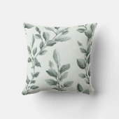 Botanical Green Leaf Pattern Monogrammed クッション (裏面)