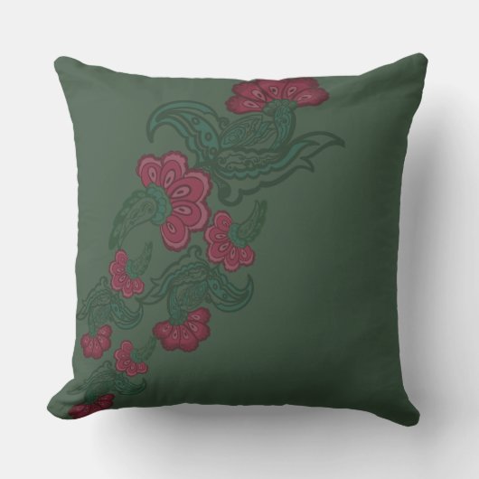botanical green leaf pillow クッション (正面)