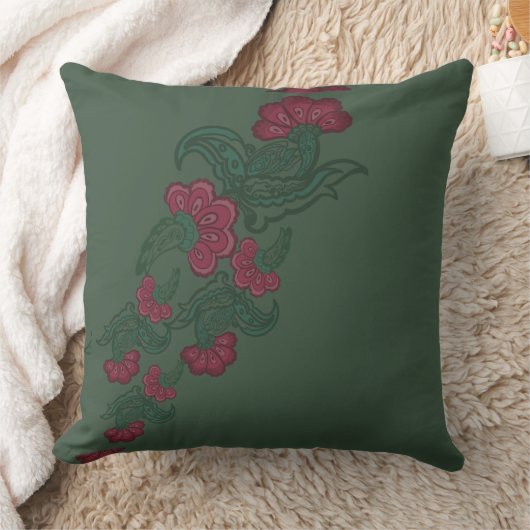 botanical green leaf pillow クッション (ブランケット)