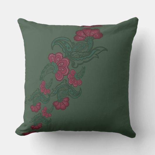 botanical green leaf pillow クッション (正面)