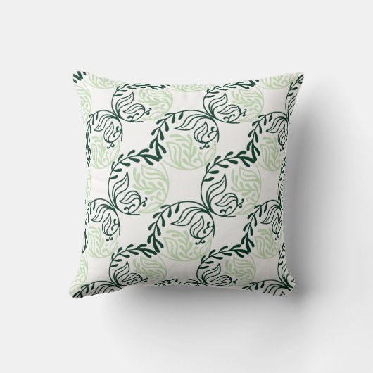 Botanical Green Leaf & Vine Throw Pillow クッション (裏面)