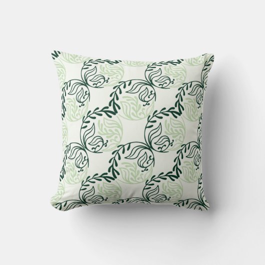 Botanical Green Leaf & Vine Throw Pillow クッション (正面)