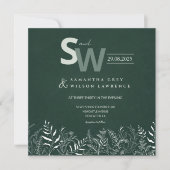 Botanical Green  Leafy Wedding Invitation 招待状 (正面)