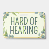 Botanical Green Leaves Hard of Hearing Deafness バッジ (Back)