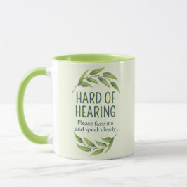 Botanical Green Leaves Hard of Hearing Deafness マグカップ