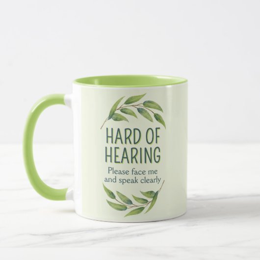 Botanical Green Leaves Hard of Hearing Deafness マグカップ (左)