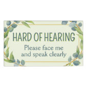 Botanical Green Leaves Hard of Hearing Deafness 名札 (正面)