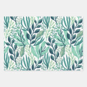 Botanical green leaves plants modern  ラッピングペーパーシート (正面3)