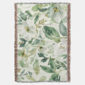 Botanical Green Watercolor Floral Leaves Nature  スローブランケット (正面縦)