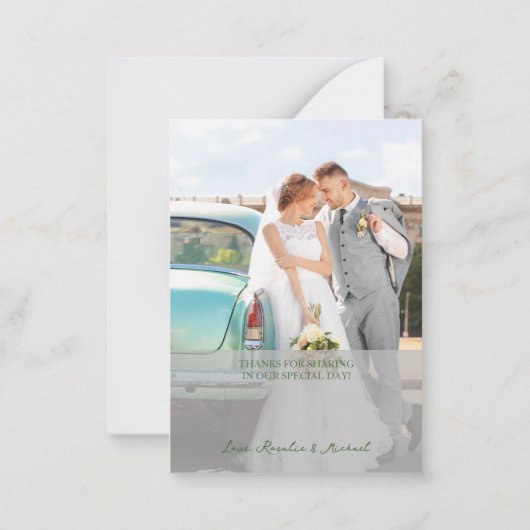 Botanical Greeneryの写真結婚ありがとう ノートカード (裏面)