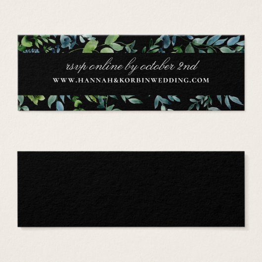 Botanical Greeneryの結婚Website Black RSVP (正面&裏面)