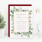 Botanical Greenery Christmas Bridal Shower 招待状