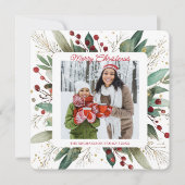 Botanical Greenery Christmas Photo シーズンカード (正面)