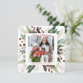 Botanical Greenery Christmas Photo シーズンカード (スタンド正面)