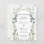 Botanical Greenery Eucalyptus Save The Date | 招待状 (正面)