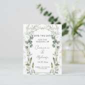 Botanical Greenery Eucalyptus Save The Date | 招待状 (スタンド正面)