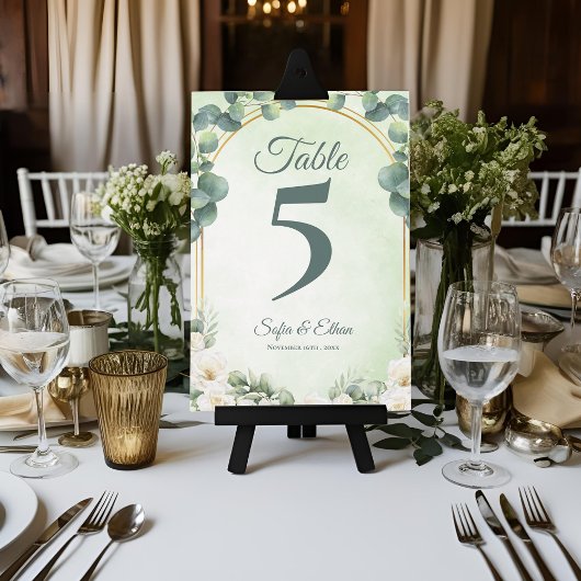 Botanical Greenery Eucalyptus Wedding Table Number サンキューカード