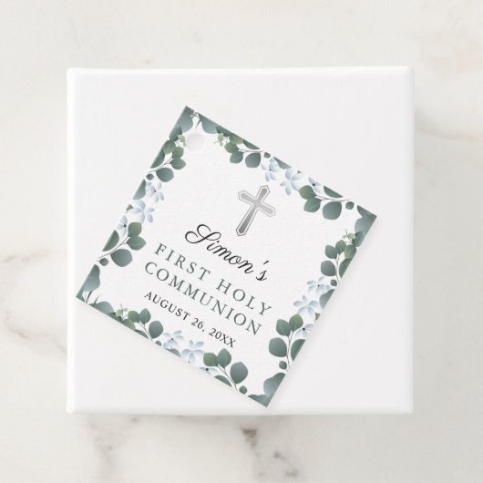 Botanical Greenery First Holy Communion Thank You フェイバータグ (インサイチュ)