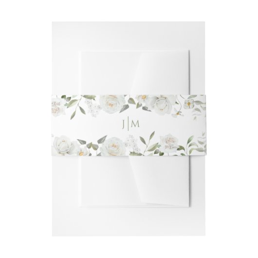 Botanical Greenery Floral Chic Wedding Monogram 招待状ベリーバンド (正面例)