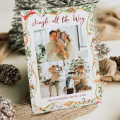 Botanical Greenery Pattern Jingle Christmas Photo シーズンカード