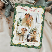 Botanical Greenery Pattern Merry Christmas 3 Photo シーズンカード