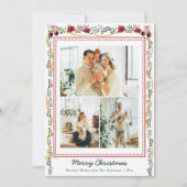 Botanical Greenery Ribbon Merry Christmas 3 Photo シーズンカード (正面)
