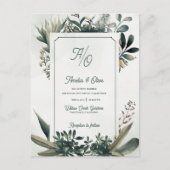 Botanical Greenery Sage Green Wedding Invitation インビテーションポストカード (正面)