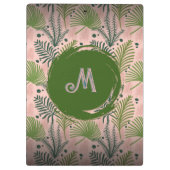 Botanical Greenery Watercolor Leaves Monogram  クリップボード (裏面)