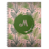 Botanical Greenery Watercolor Leaves Monogram  ノートブック (正面)