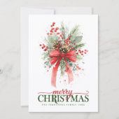 Botanical Greenery watercolor Merry Christmas シーズンカード (正面)