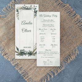Botanical Greenery Wedding Ceremony Program Card  招待状