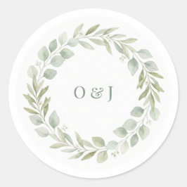 Botanical Greenery Wedding Envelope Seals ラウンドシール