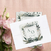 Botanical Greenery Wedding Monogram  スクエアシール