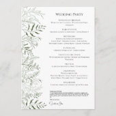 Botanical Greenery Wedding Program Card プログラム (裏面)