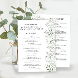 Botanical Greenery Wedding Program Card プログラム