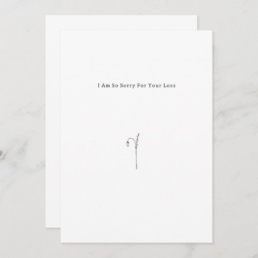 Botanical Grief Mourning Sorry For Your Loss Card. 招待状 (正面/裏面)
