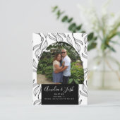 Botanical Hand Drawn Leaf Save the Date Photo Pos ポストカード (スタンド正面)