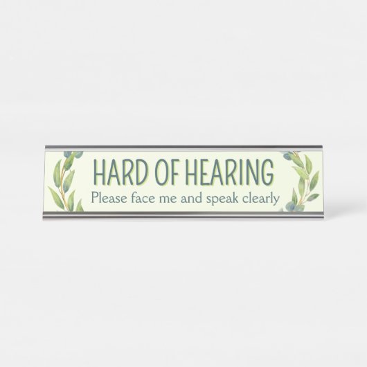 Botanical Hard of Hearing Green Deafness デスクネームプレート (正面)