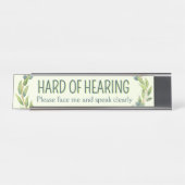 Botanical Hard of Hearing Green Deafness デスクネームプレート (正面)