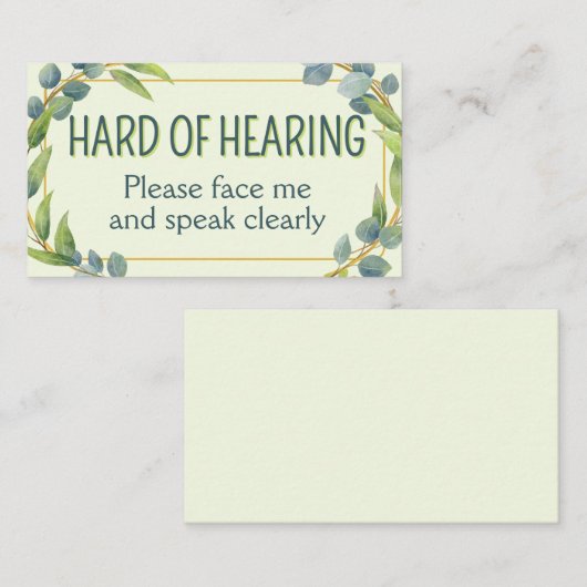 Botanical Hard of Hearing Green Deafness 名刺 (正面/裏面)