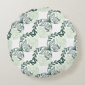 Botanical Harmony in Emerald Round Pillow ラウンドクッション (裏面)