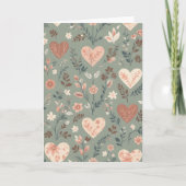 Botanical Hearts Romantic Floral Seamless Pattern  カード (正面)