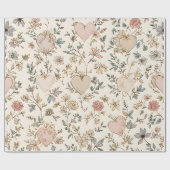 Botanical Hearts Romantic Floral Valentine Pattern ラッピングペーパー (フラット)