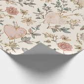 Botanical Hearts Romantic Floral Valentine Pattern ラッピングペーパー (角)