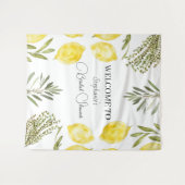 Botanical Herbs Lemons Watercolor Bridal Shower  タペストリー (正面(横))
