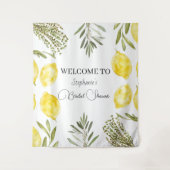 Botanical Herbs Lemons Watercolor Bridal Shower  タペストリー (正面)