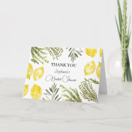 Botanical Herbs Lemons Watercolor Bridal Shower  招待状